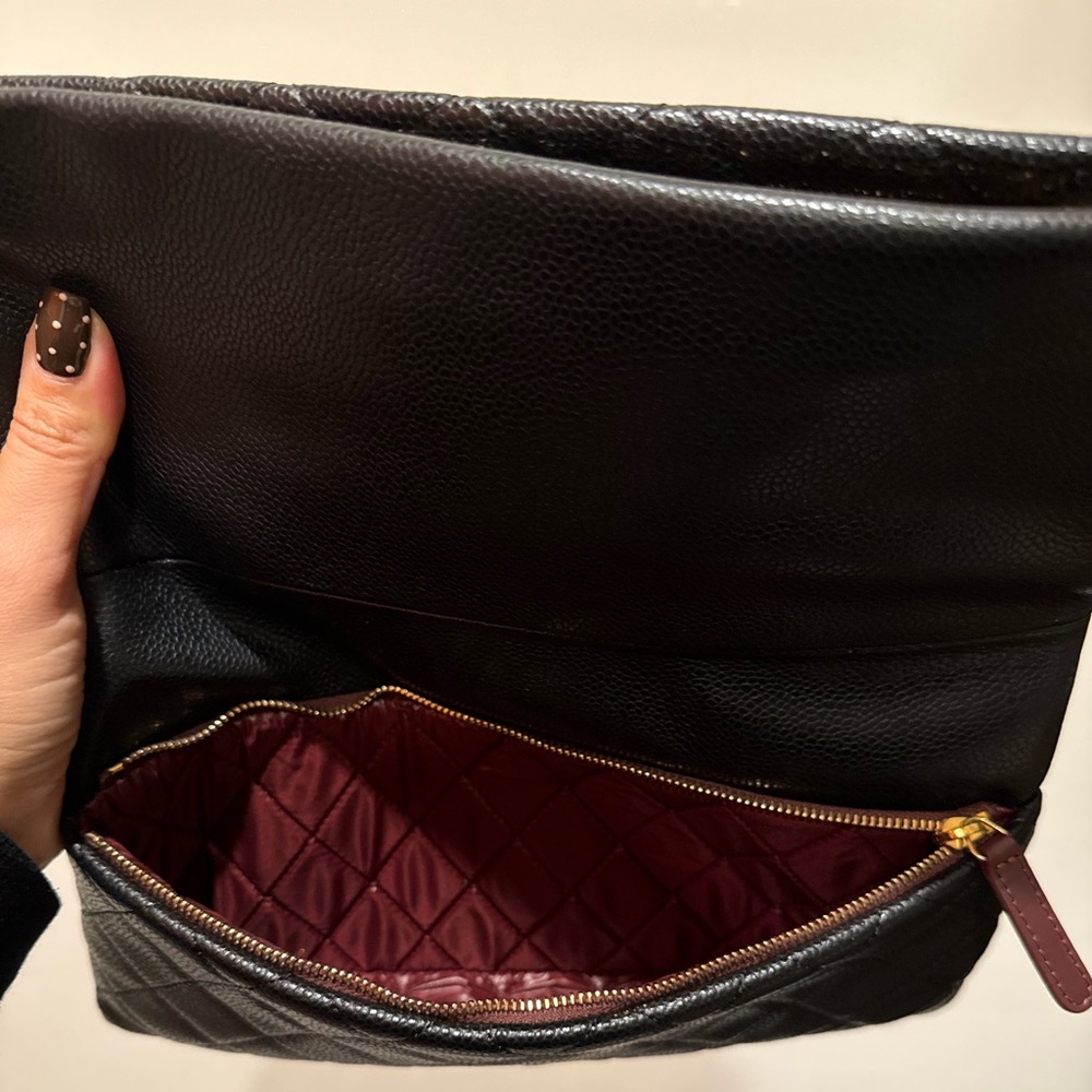 CHANEL Black Foldover Leather Clutch - Picture 4 of 5